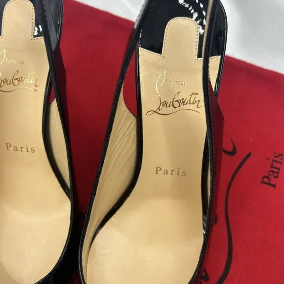 Christian Louboutin Kate Sling Back Patent Calfskin 85mm Red Sole Pumps - Picture 16 of 16